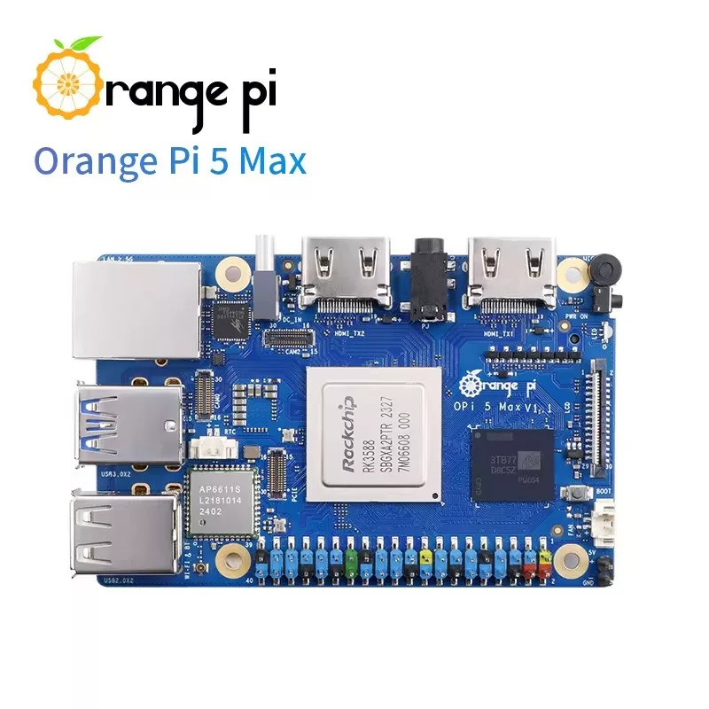 Orange Pi 5 Max RK3588 board with LPDDR5 RAM, WiFi 6E, 2.5GbE and M.2 PCIe 3.0 slot