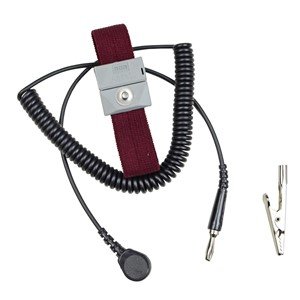 SCS 2214 adjustable fabric ESD wrist strap with coiled ground cord and alligator clip