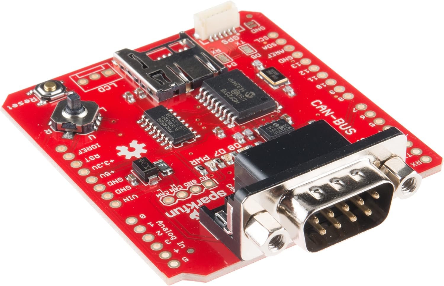 SparkFun CAN-Bus Shield with MCP2515, MCP2551, DB9 OBD-II connector and microSD slot