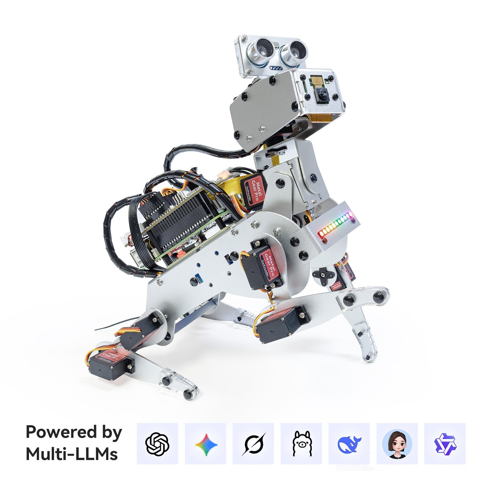 SunFounder PiDog 12-servo quadruped robot dog kit for Raspberry Pi with camera and gyroscope