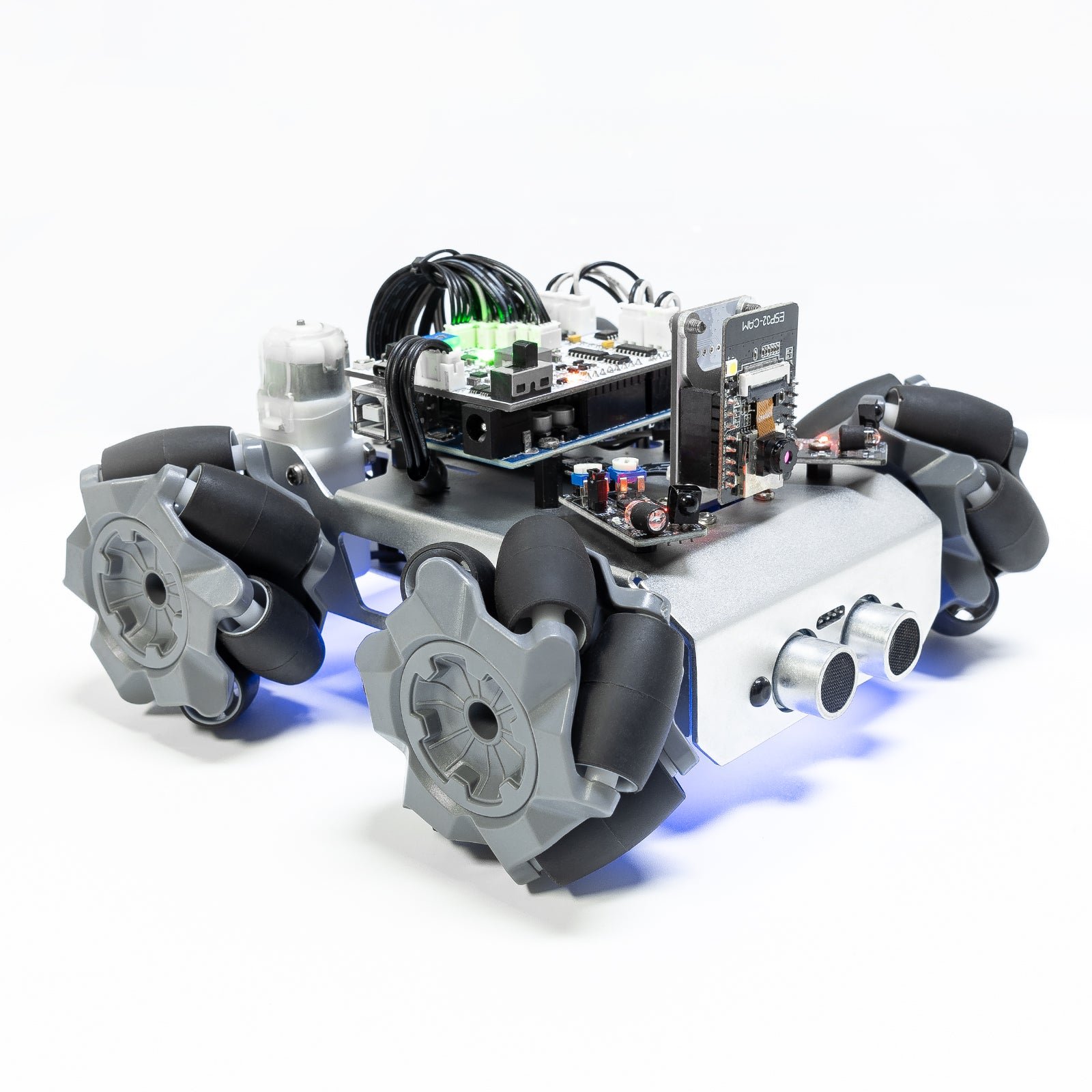 SunFounder Zeus Car Arduino mecanum wheel robot kit with two infrared obstacle avoidance modules and an ultrasonic sensor