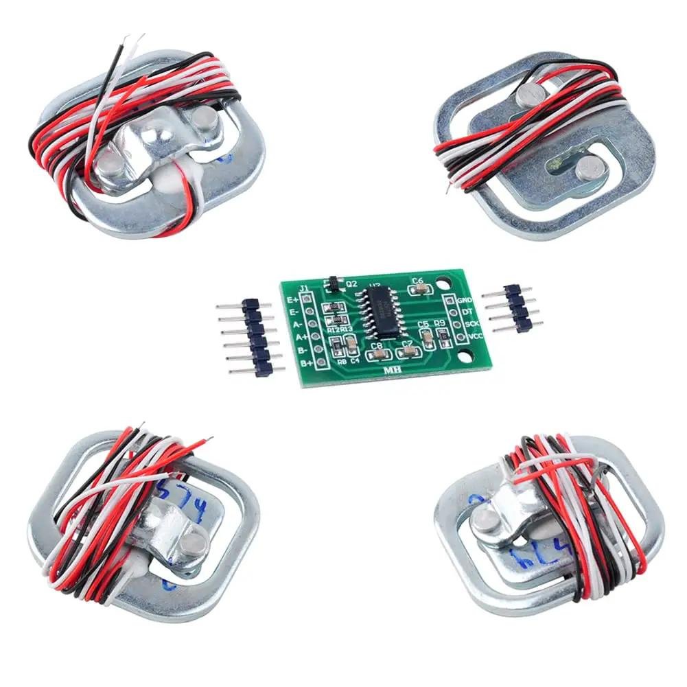 Four 50kg half-bridge body scale load cells with an HX711 amplifier board
