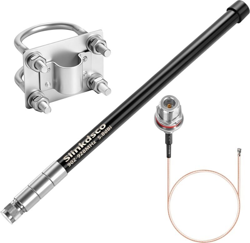 Waterproof 5.8dBi 915MHz fiberglass antenna for Meshtastic solar nodes, N-male