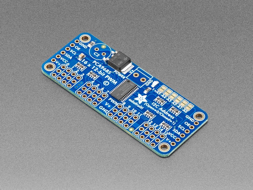 Adafruit PCA9685 16-channel 12-bit PWM servo driver board with I2C interface for Arduino and Raspberry Pi