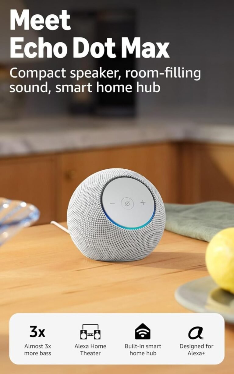 Amazon Echo Dot Max smart speaker with built-in Thread border router, Zigbee and Matter hub