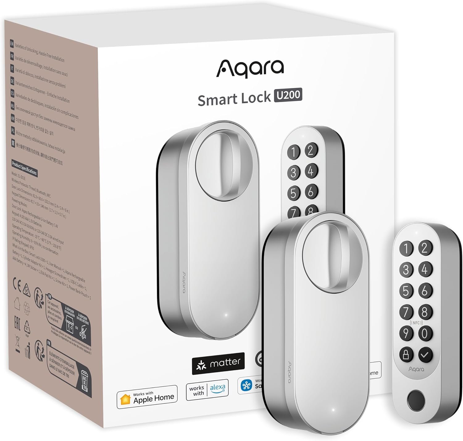 Aqara Smart Lock U200 retrofit Matter over Thread lock with fingerprint keypad