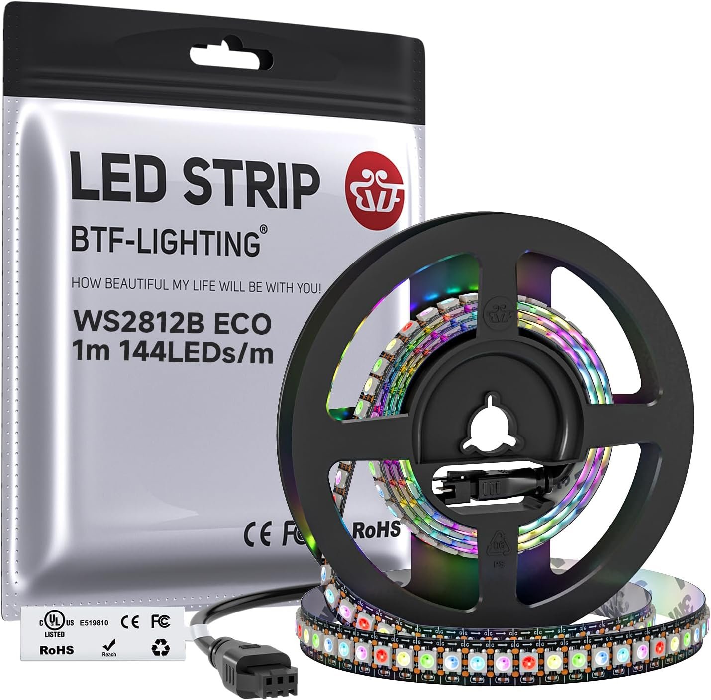 BTF-LIGHTING WS2812B 144 LEDs per meter high density addressable strip