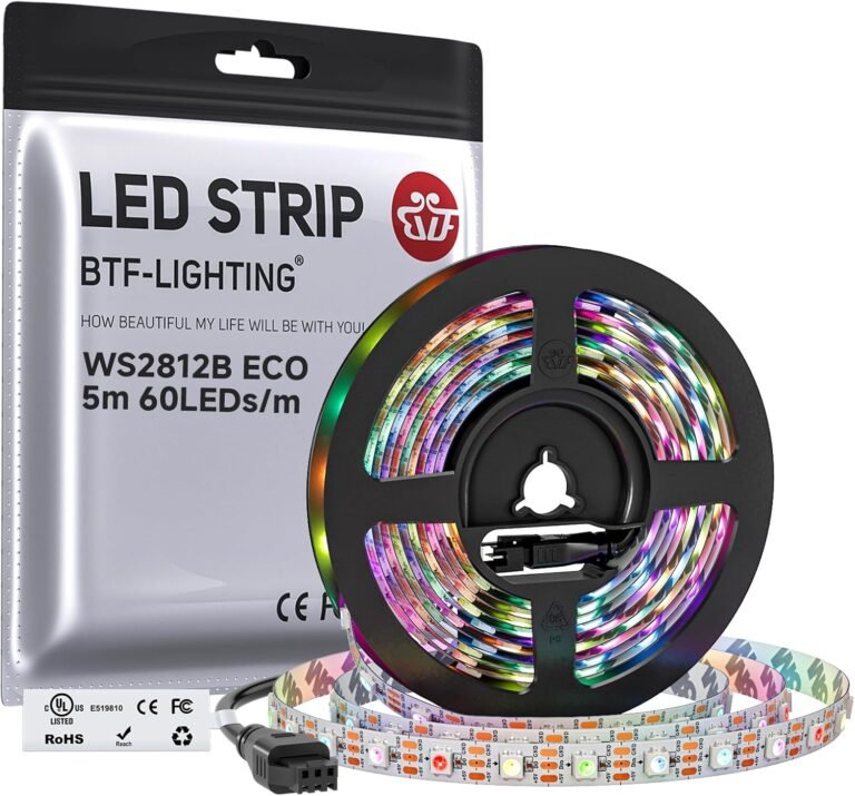 BTF-LIGHTING WS2812B addressable RGB LED strip 5m 60 LEDs per meter IP30 for Arduino and ESP32