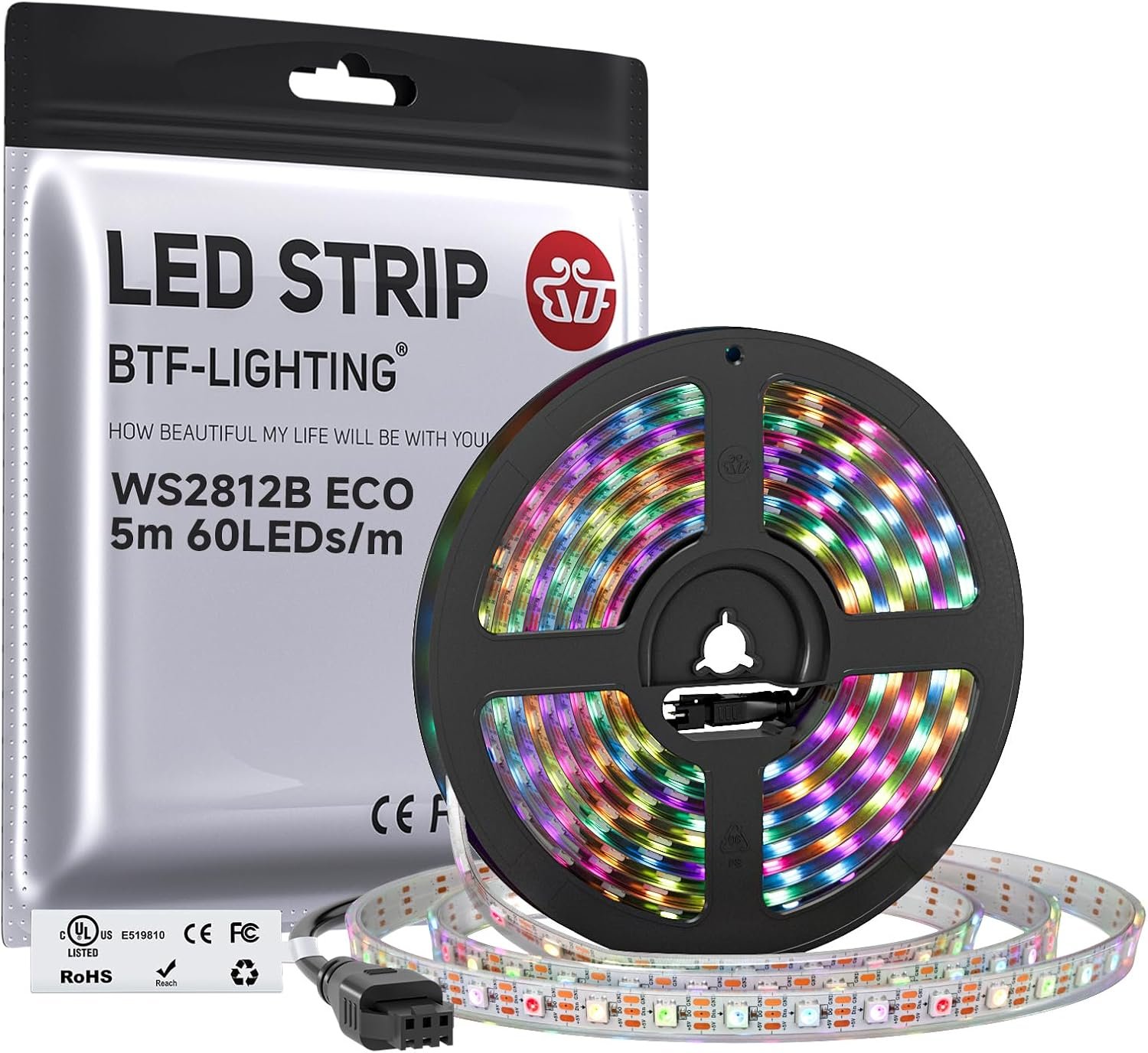 BTF-LIGHTING WS2812B IP67 waterproof addressable LED strip 5m