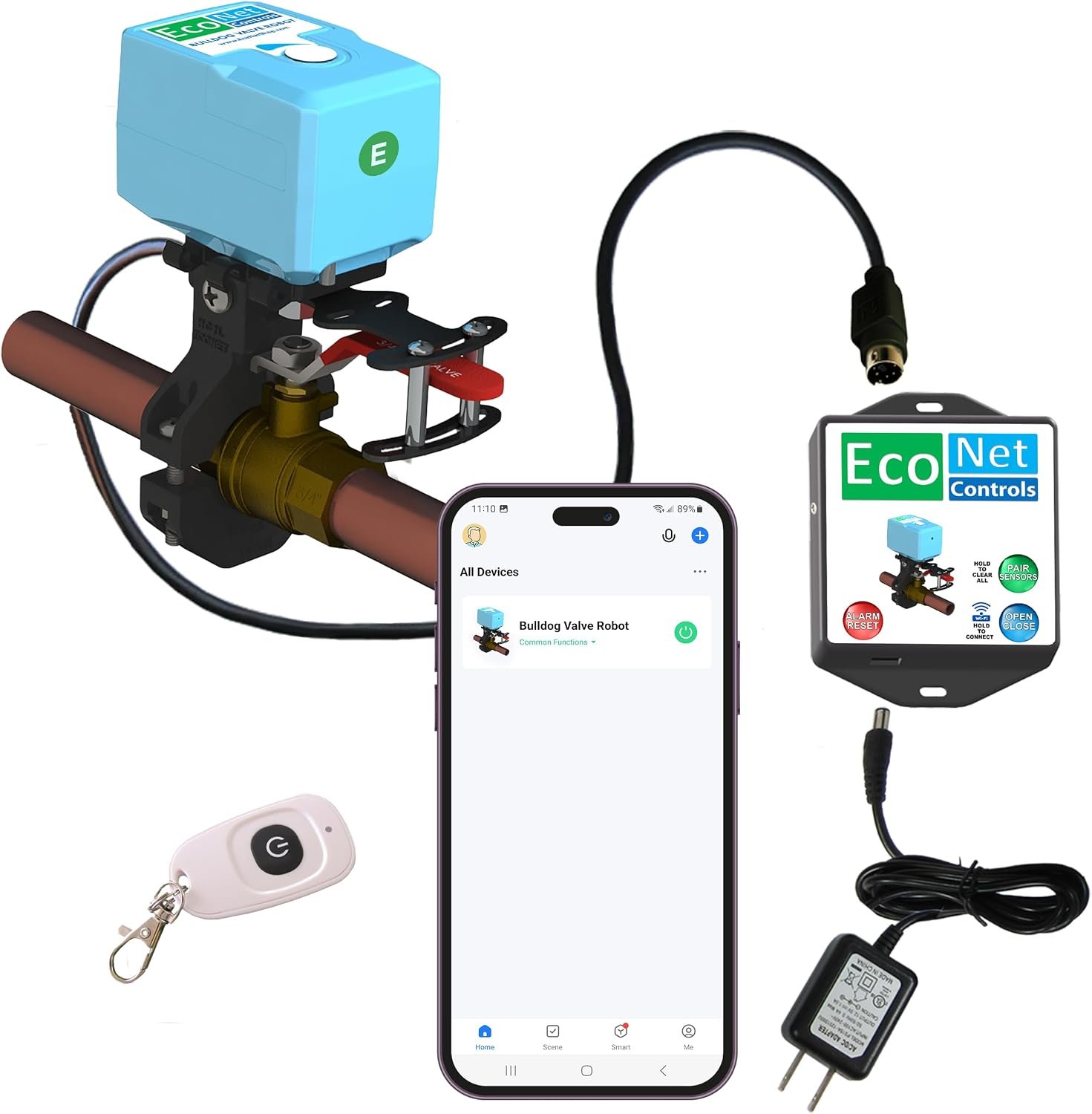 EcoNet Bulldog EVC400-MW Matter over Wi-Fi smart water shut-off valve robot
