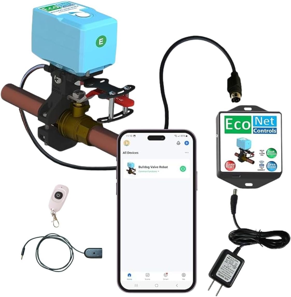 Bulldog EVC400-MW-WLS1M Matter Wi-Fi valve robot with wired leak sensor