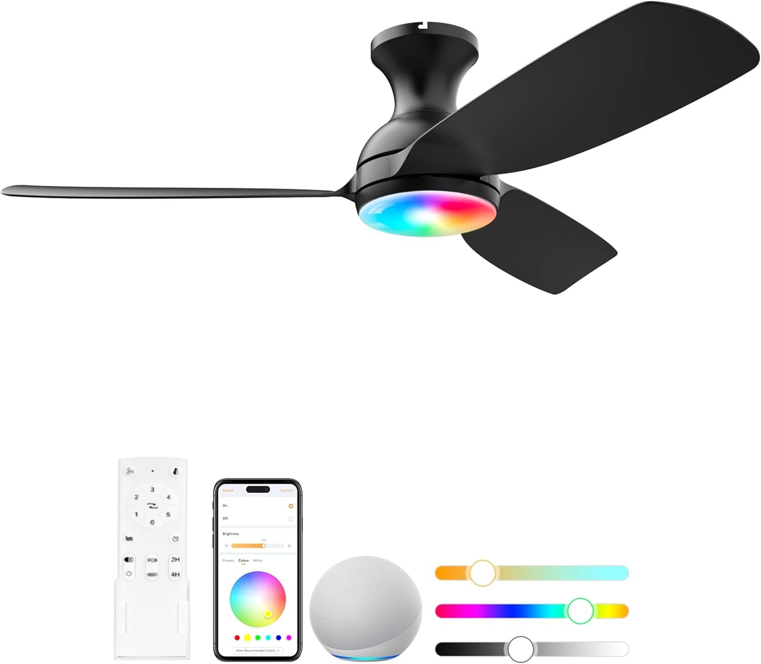 Consciot 44 inch Matter RGBCW color changing ceiling fan