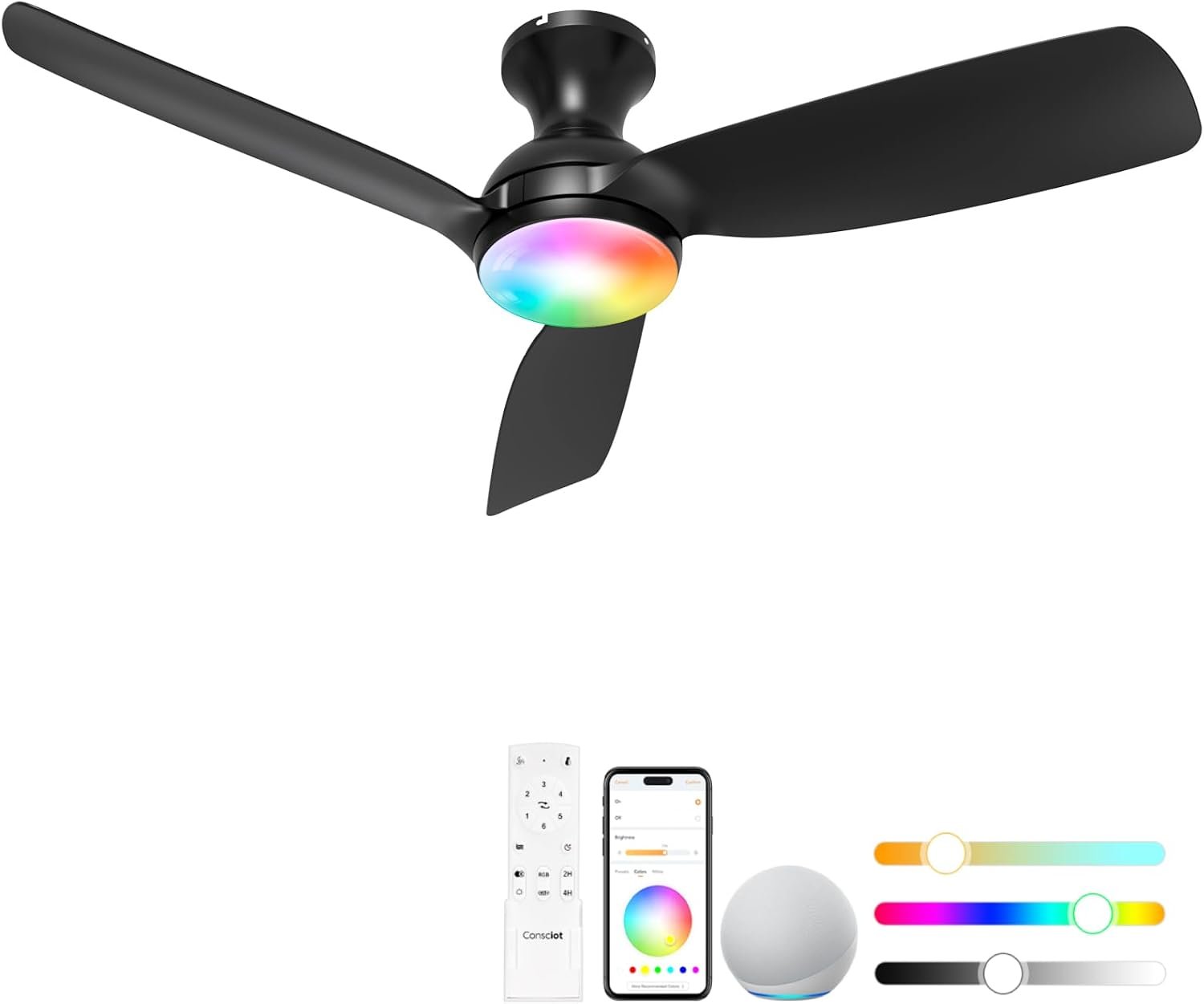 Consciot 45 inch Matter smart ceiling fan with RGBCW light