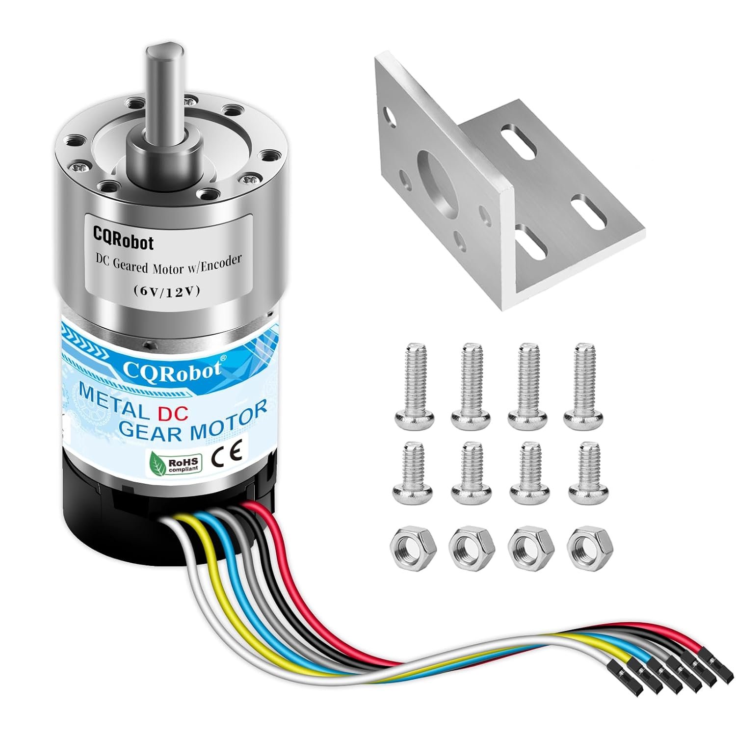 CQRobot 37D 270:1 metal gearmotor with 64 CPR encoder and bracket