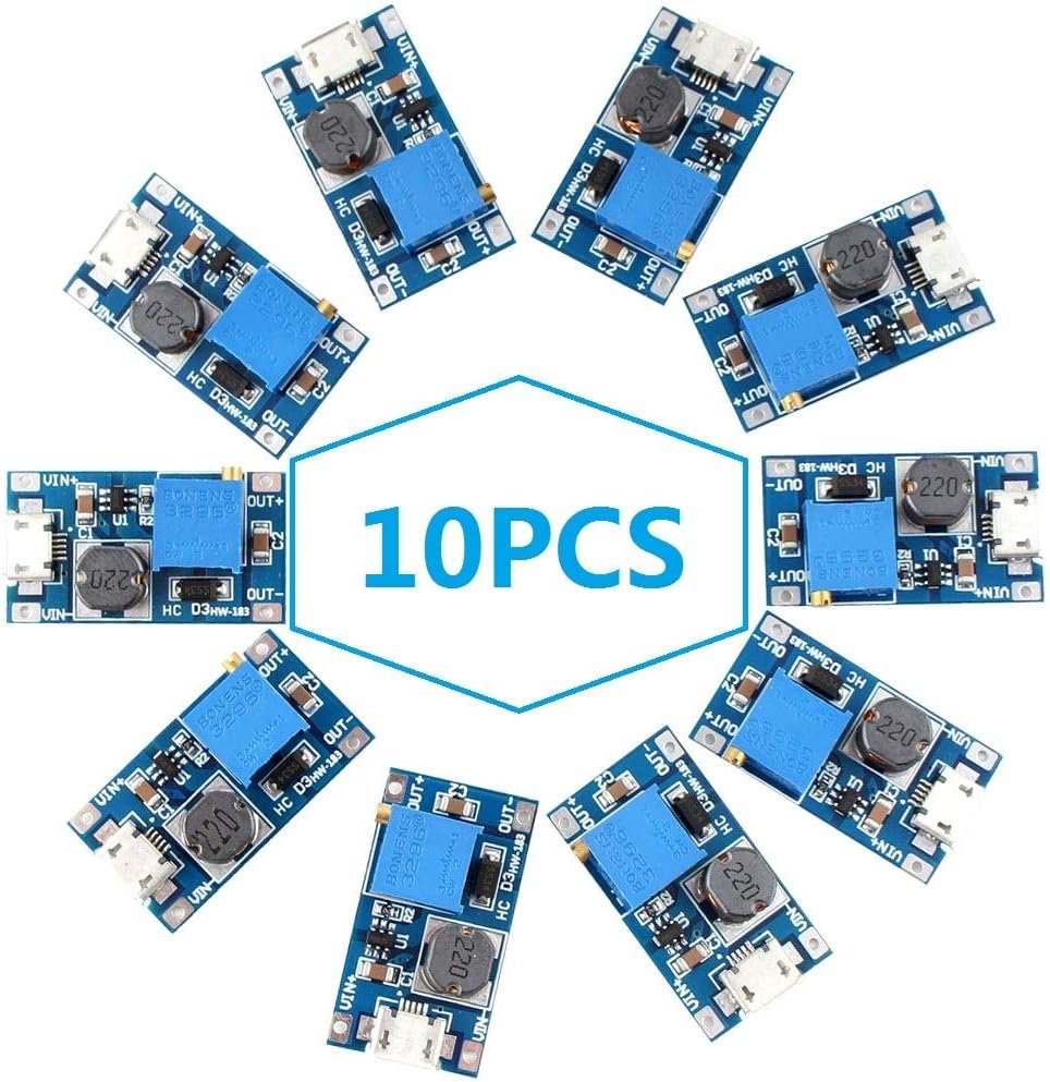 Eiechip MT3608 2A DC-DC step-up boost converter module with micro USB input