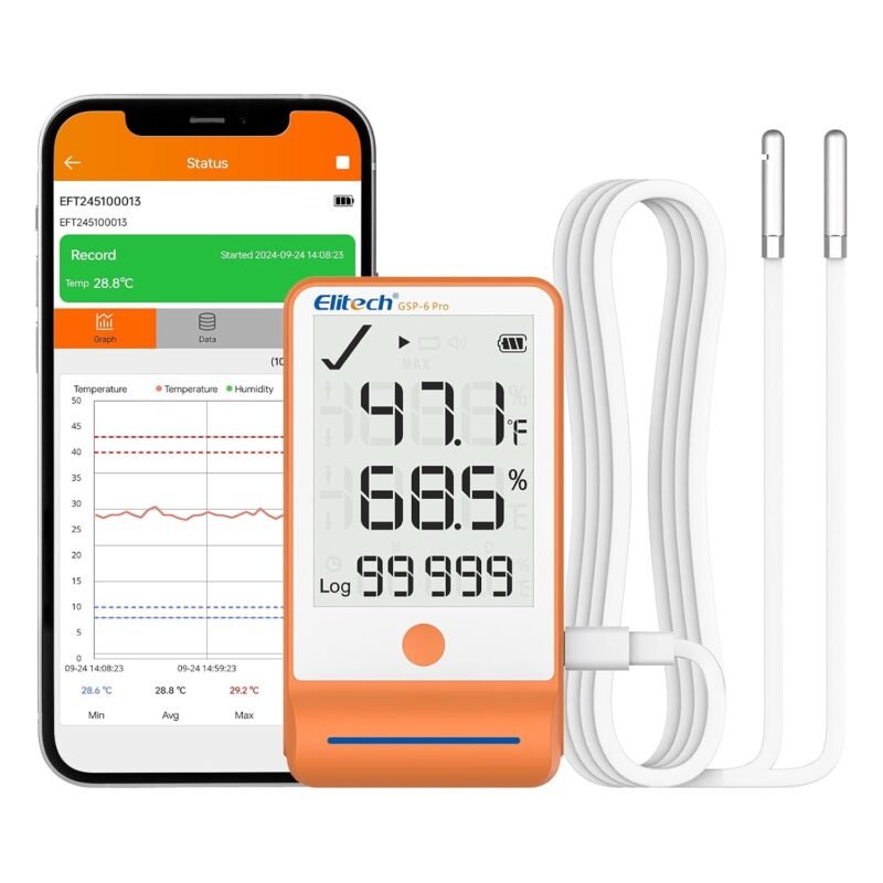 Elitech GSP-6 dual-probe Bluetooth temperature humidity data logger