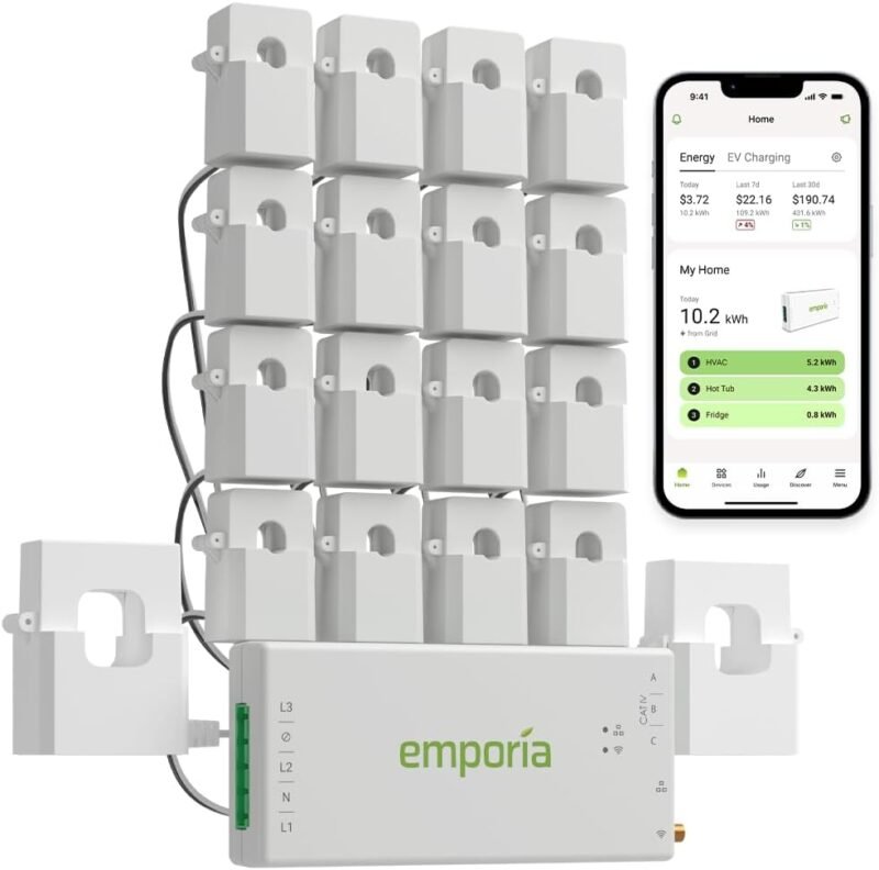 Emporia Vue 3 home energy monitor with clamp-on CT sensors