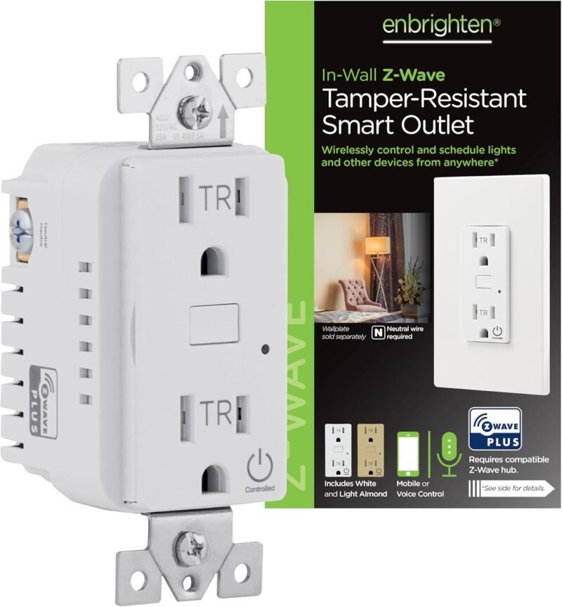 Enbrighten Z-Wave tamper-resistant in-wall duplex smart outlet