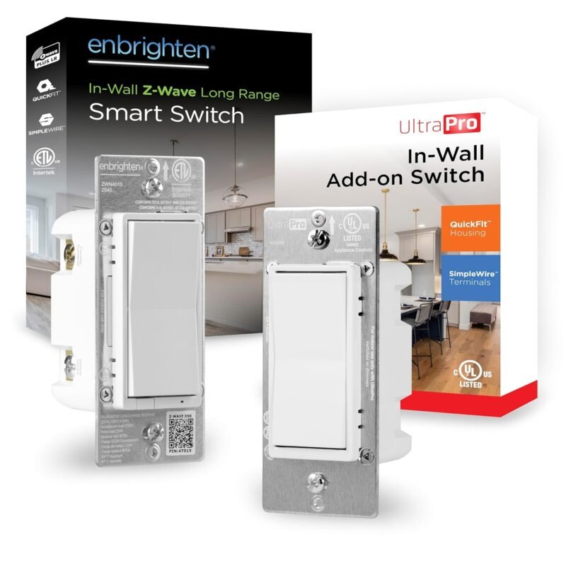 Enbrighten Z-Wave Long Range 800 Series on/off switch 3-way paddle bundle with add-on switch