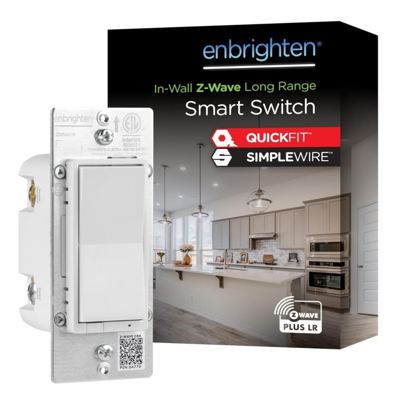 Enbrighten Z-Wave Long Range 800 Series on/off paddle switch for exhaust fans
