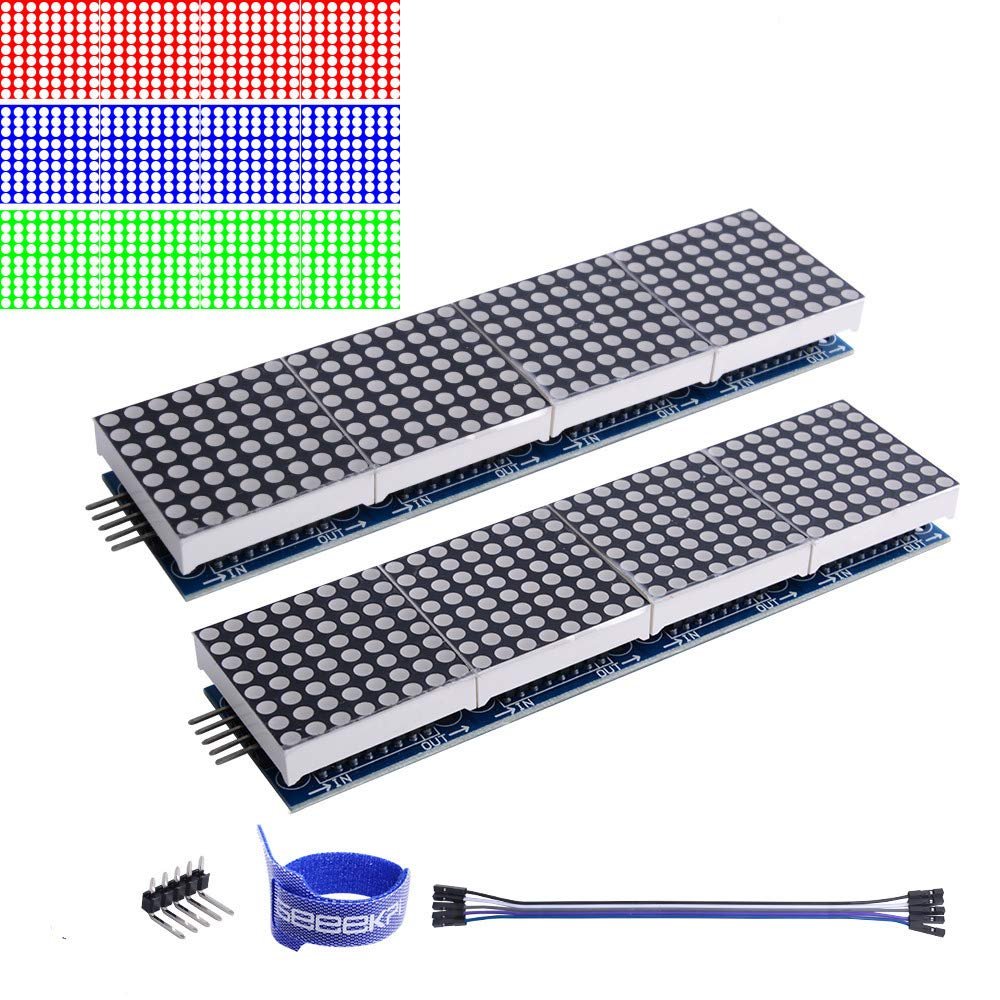 GeeekPi MAX7219 32x8 4-in-1 LED dot matrix display module 2-pack for Raspberry Pi and Arduino