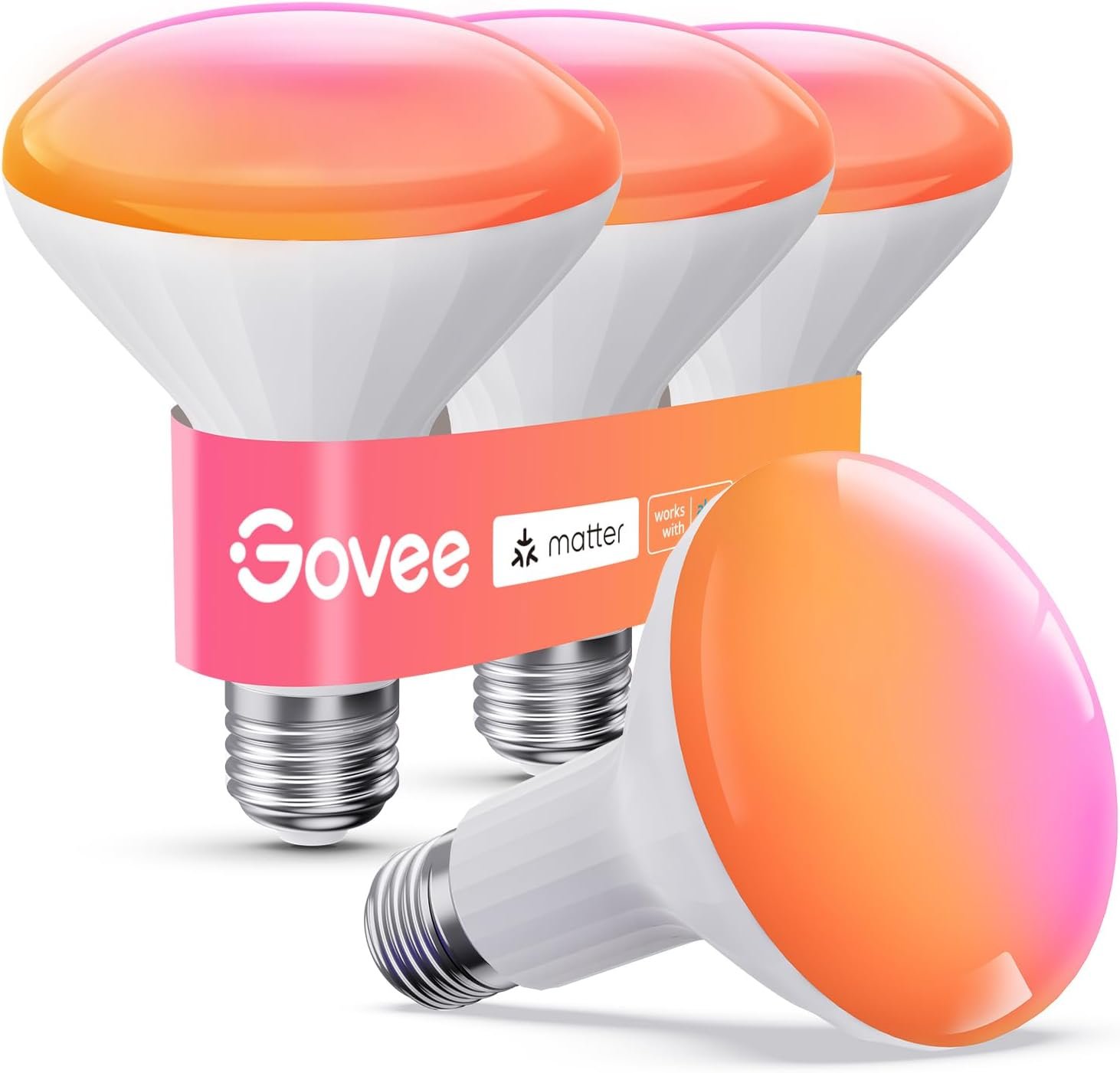 Govee BR30 Matter RGBWW smart flood light bulbs 850 lumens 4-pack