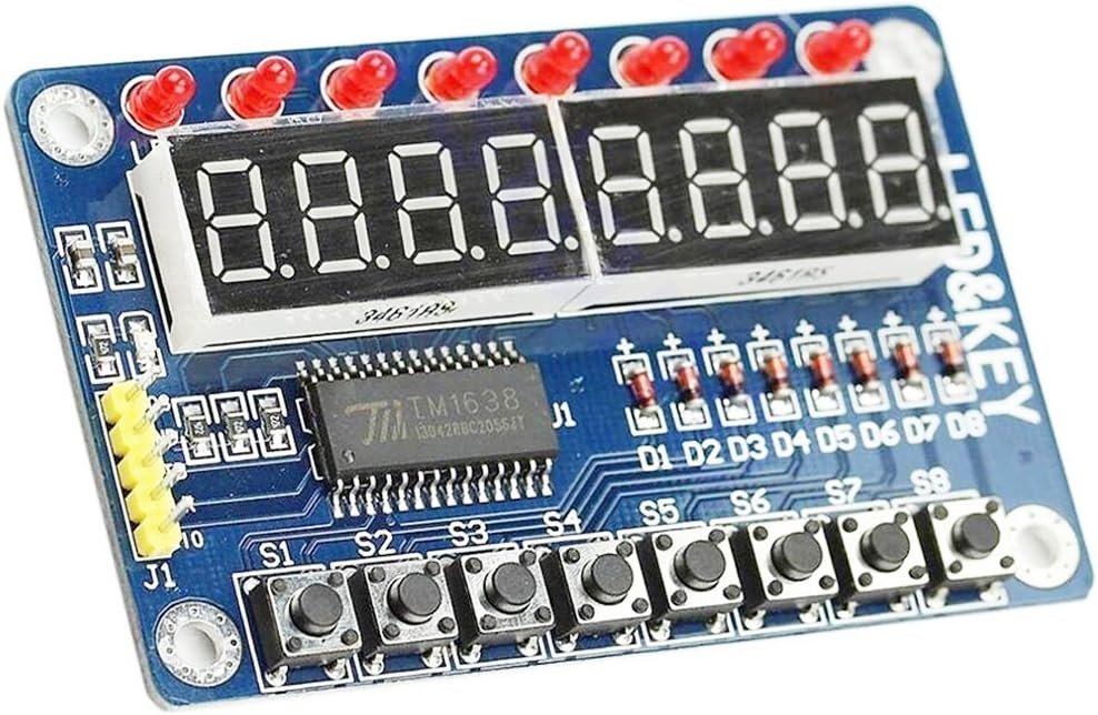 HiLetgo TM1638 LED and KEY module with 8-digit 7-segment display, 8 LEDs and 8 push buttons