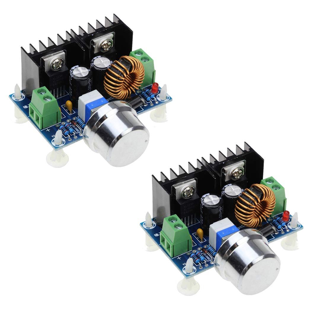 HiLetgo XL4016 8A 200W adjustable DC-DC step-down buck converter module with heatsinks and knob