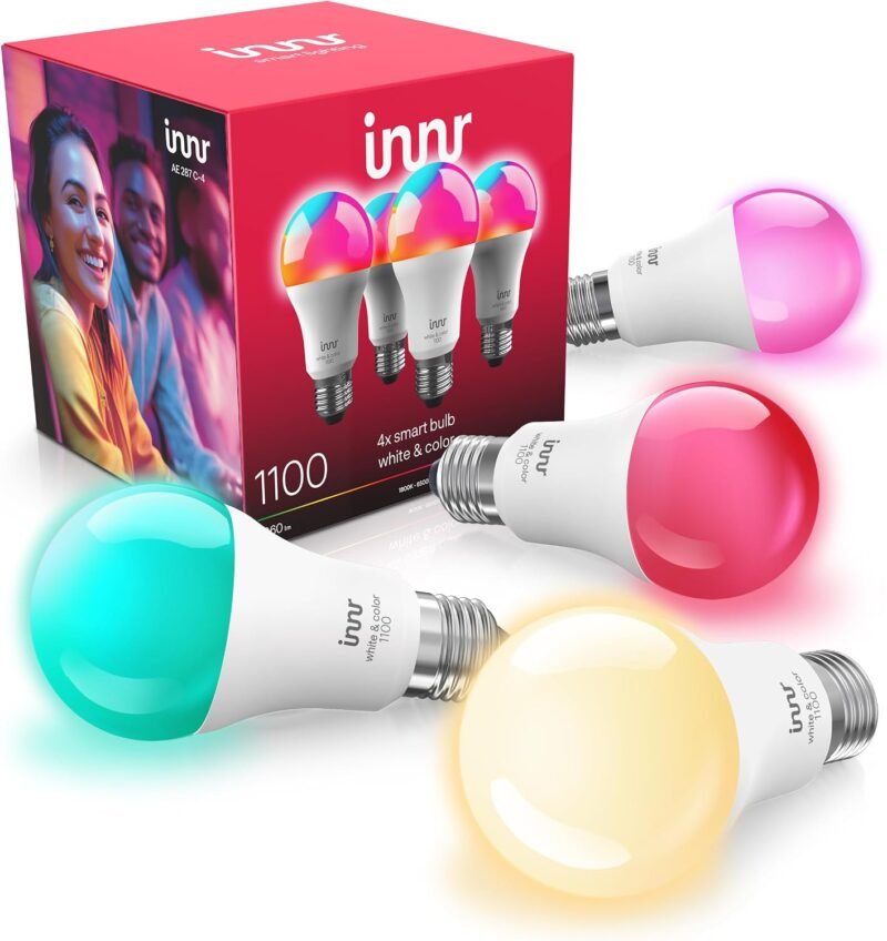 innr White and Color A19 Zigbee smart bulb 4-pack
