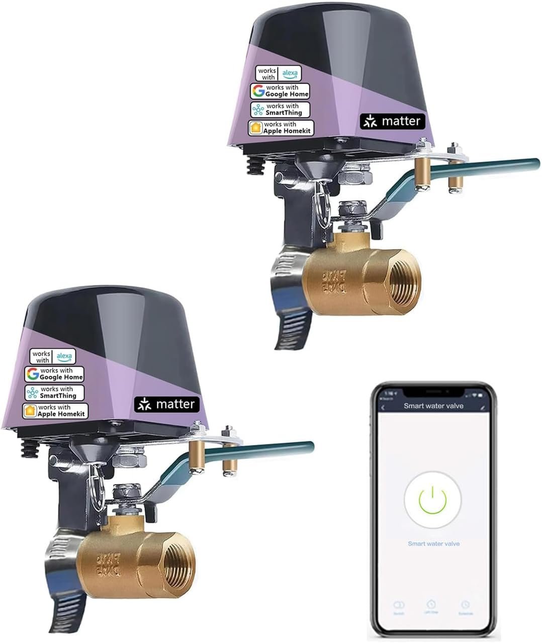 Jinvoo Matter smart valve controller 2-pack for water and gas shut-off