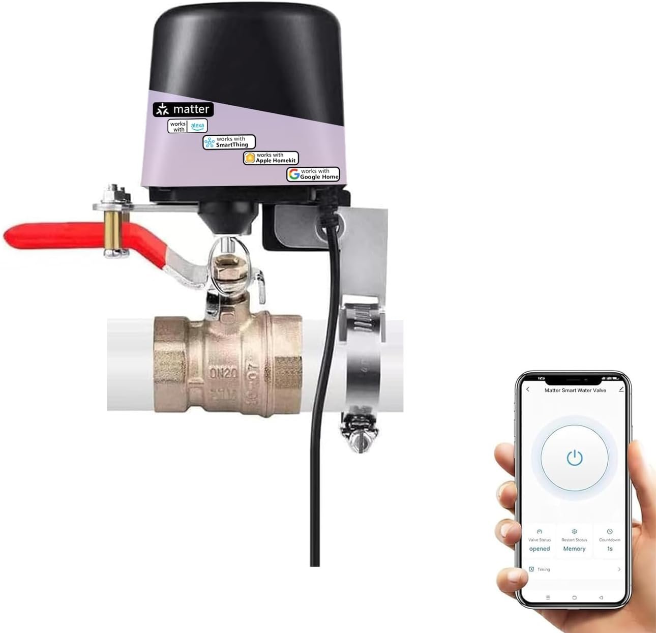 Jinvoo Matter smart water valve with inline motorized ball valve