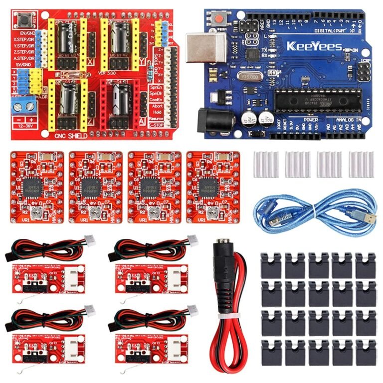 KeeYees CNC shield V3 kit with UNO compatible board, 4 A4988 stepper drivers and endstops for GRBL