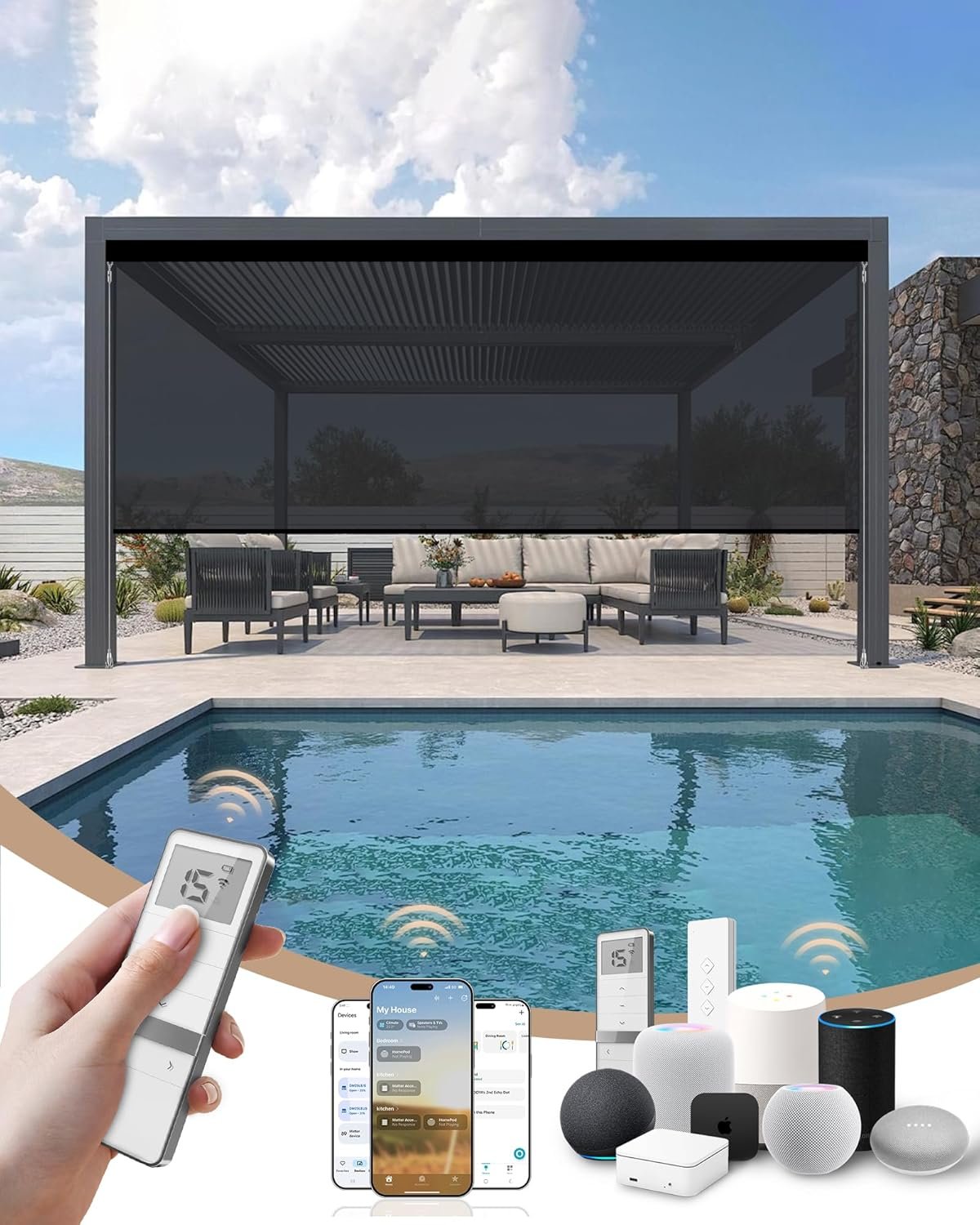 KINCMO Matter over Thread motorized outdoor patio shades