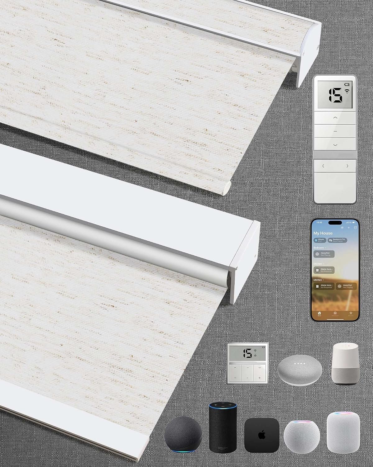 KINCMO Matter over Thread motorized blackout roller shades with remote