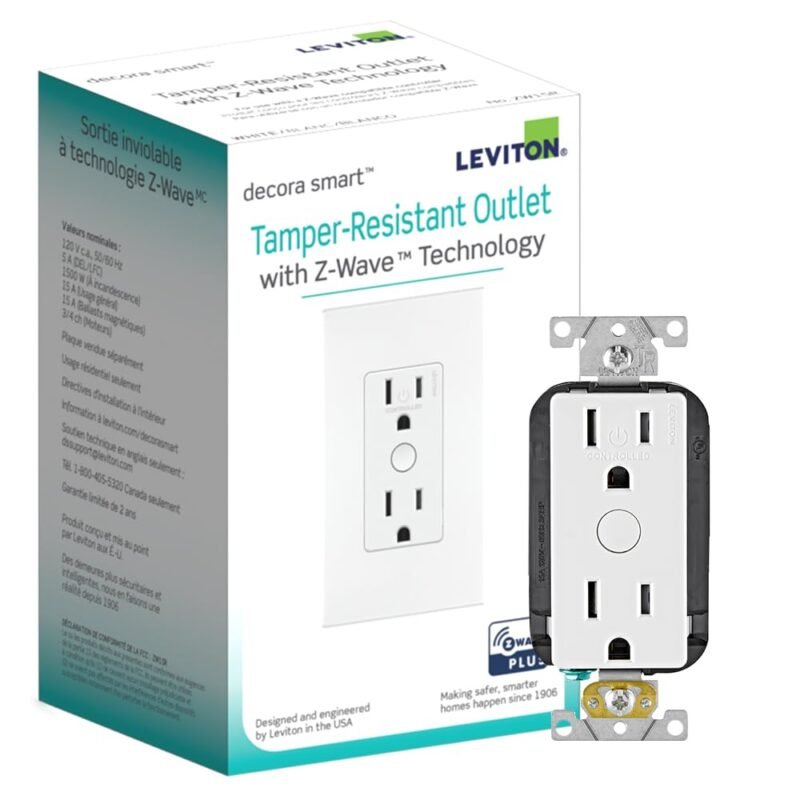 Leviton Decora Smart ZW15R Z-Wave tamper-resistant in-wall outlet