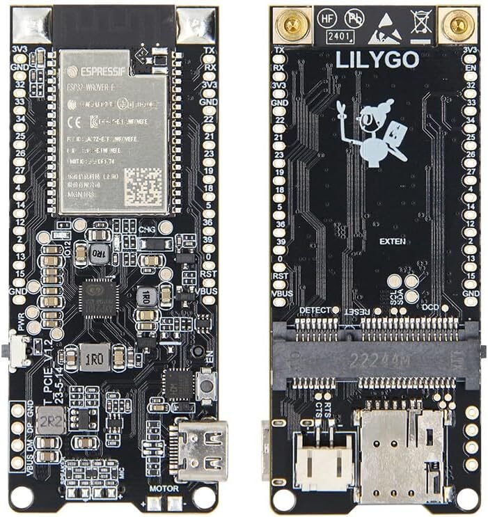 LILYGO T-PCIE ESP32 board with swappable cellular modem slot