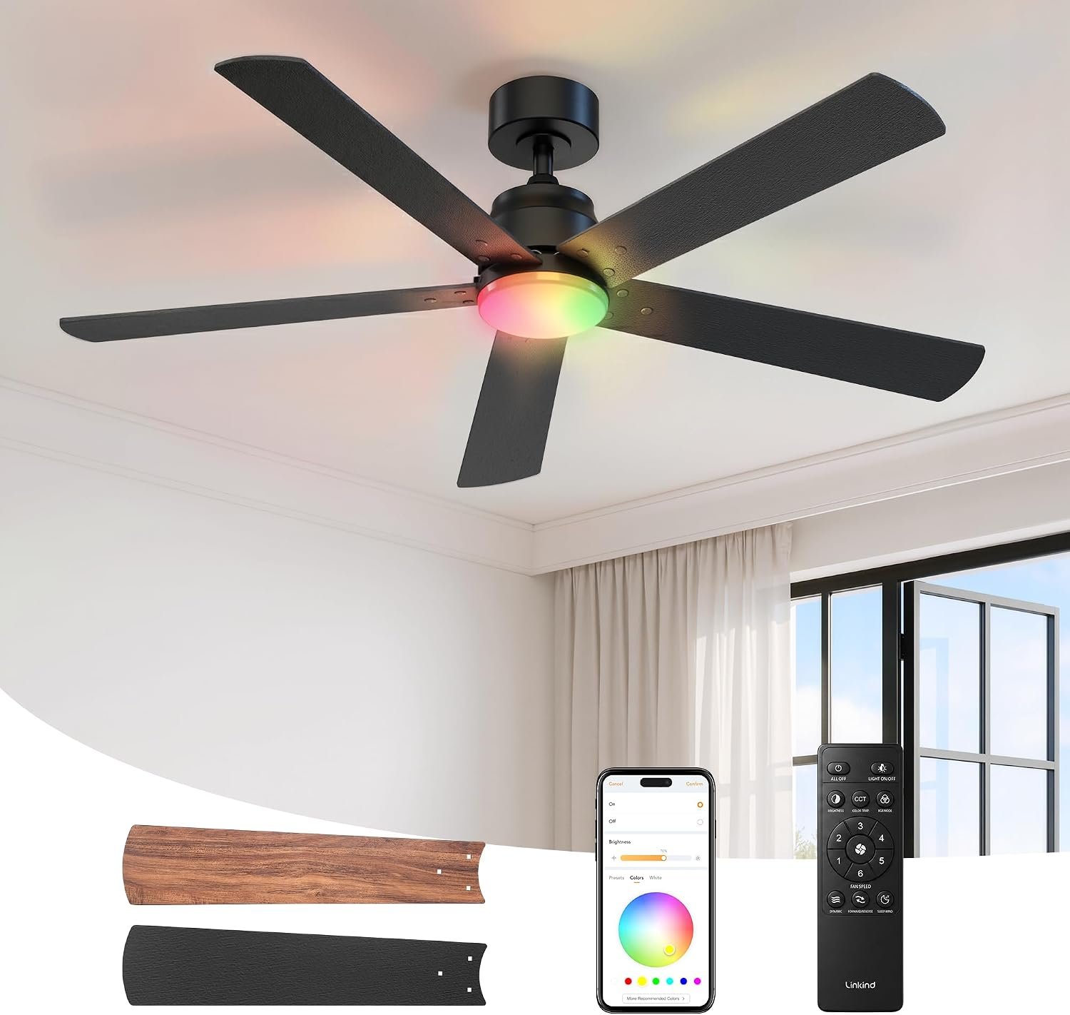 Linkind Matter 52 inch smart ceiling fan with 32-zone RGB light