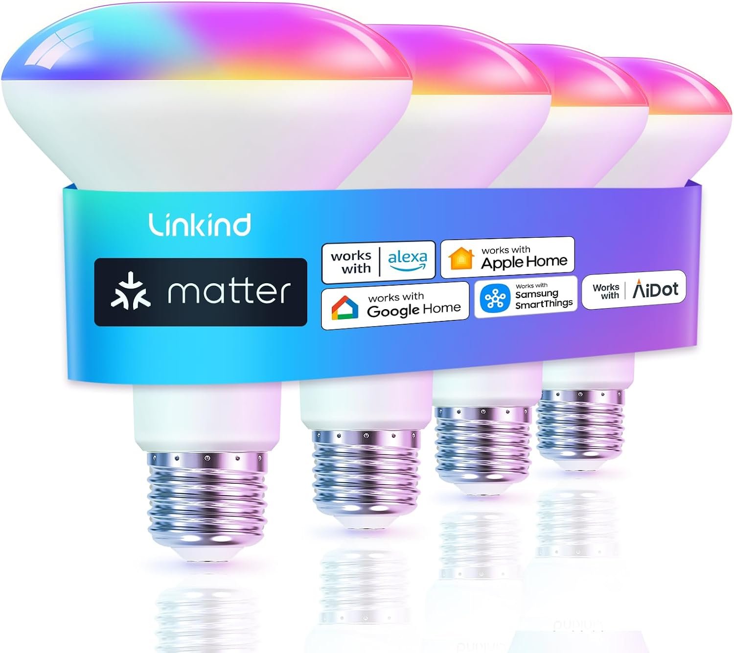Linkind Matter BR30 color smart flood light bulbs 4-pack