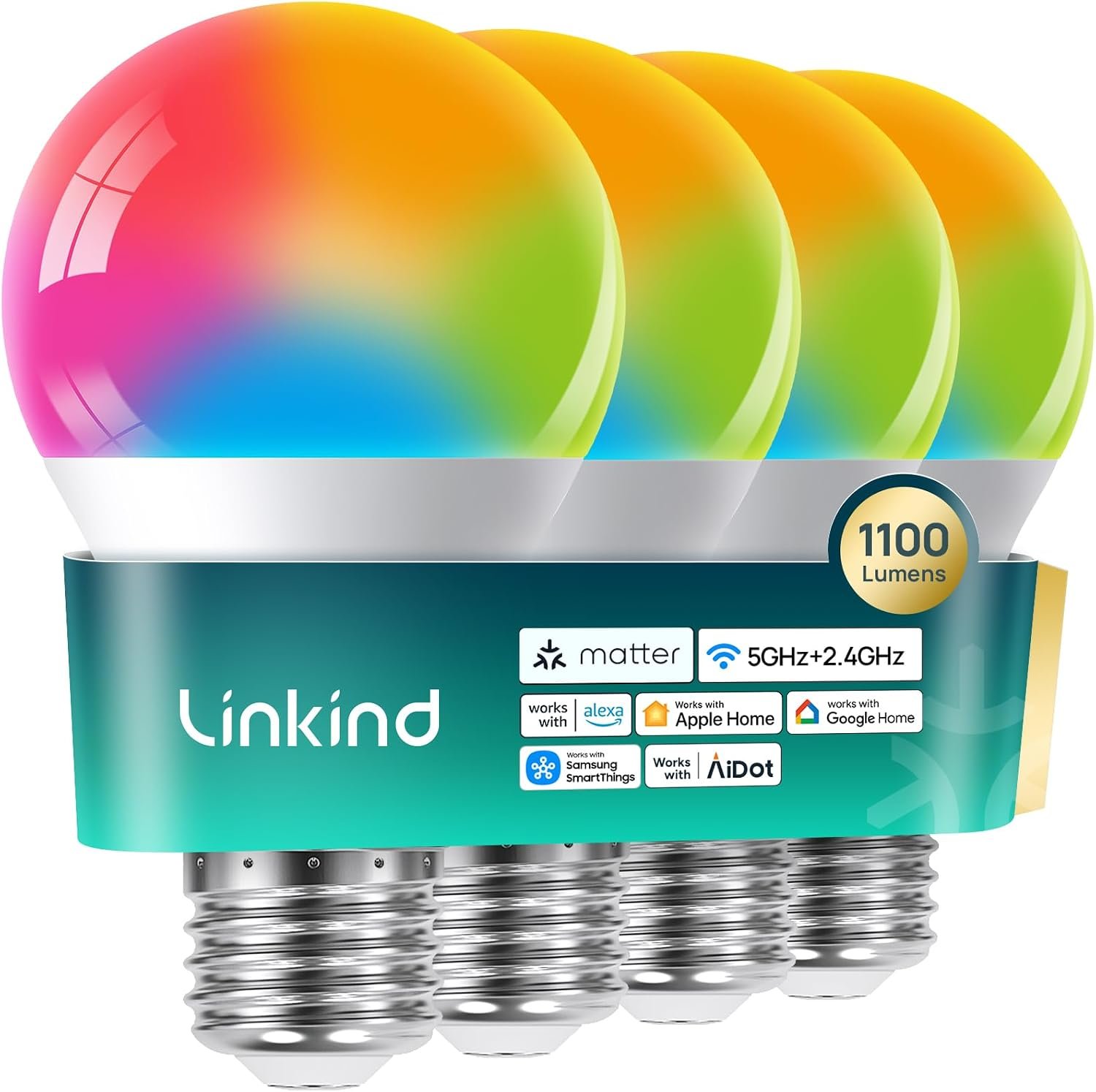 Linkind Matter dual-band Wi-Fi 6 smart bulb with 1000K to 20000K color temperature
