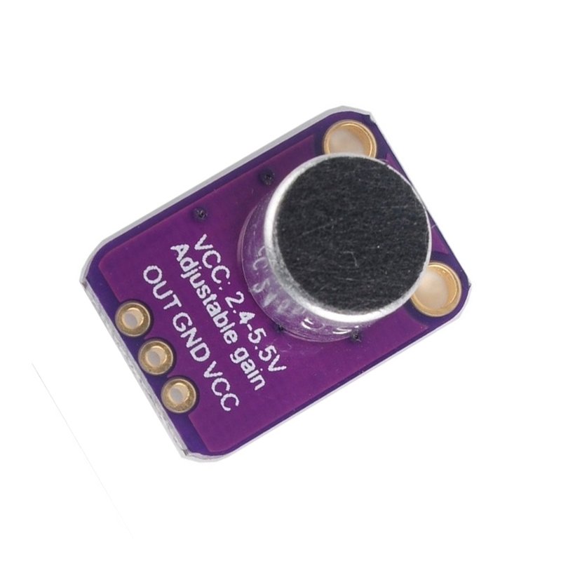 MAX4466 electret microphone amplifier module with adjustable gain trimmer for Arduino and ESP32