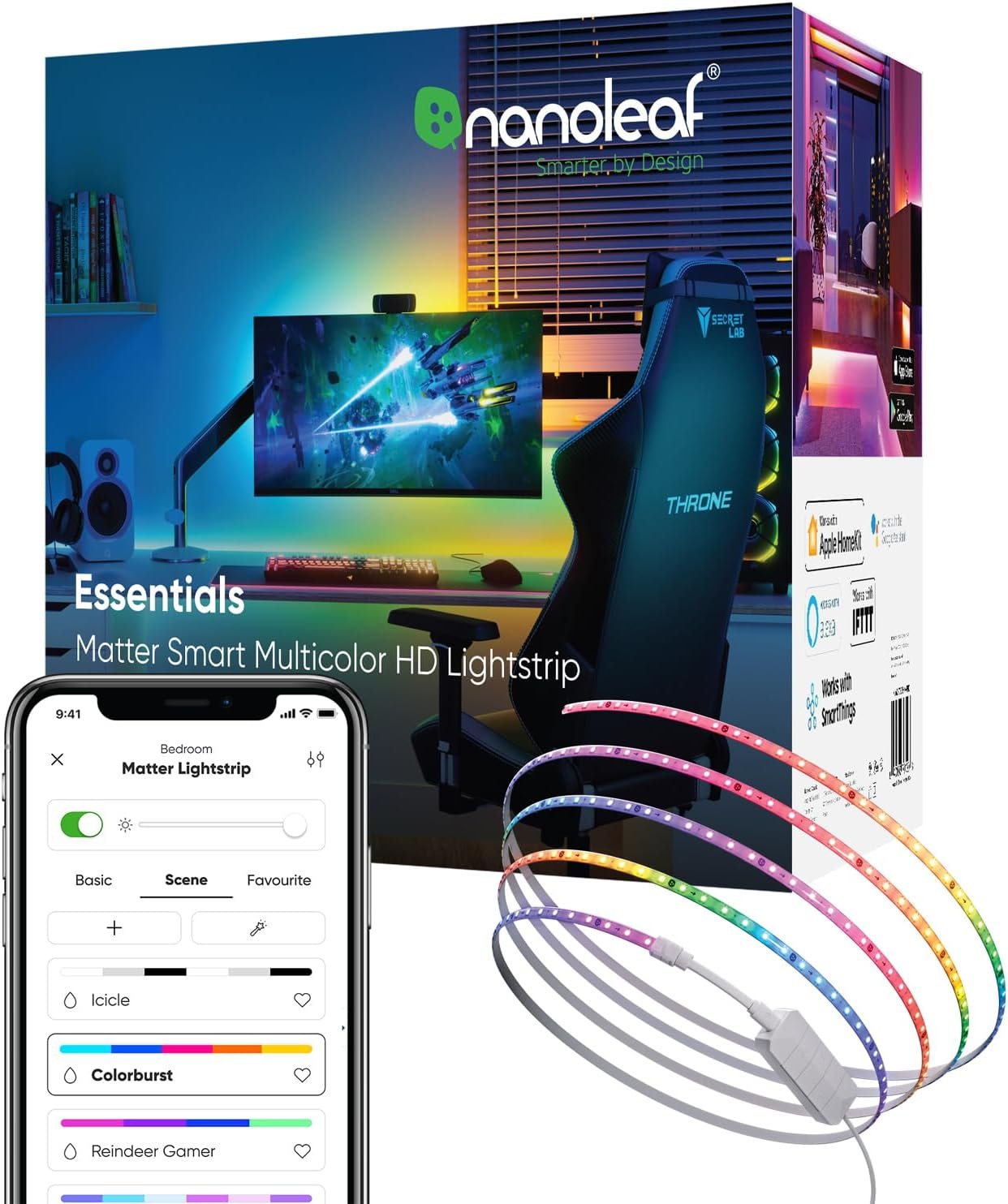 Nanoleaf Essentials Matter RGBW lightstrip 16.4 ft with 300 color zones