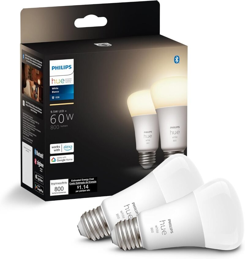 Philips Hue White A19 soft warm white Zigbee bulb 2-pack