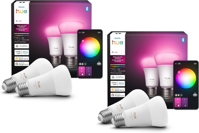 Philips Hue White and Color Ambiance A19 smart bulb 4-pack, 1100 lumens, dimmable RGB and tunable white