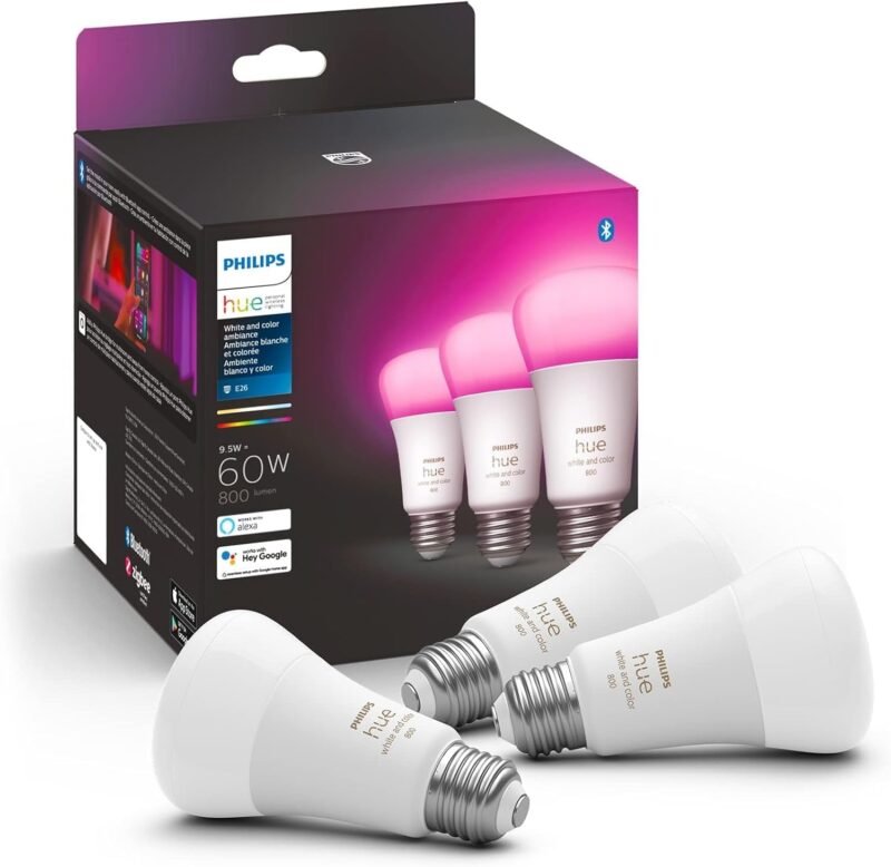 Philips Hue White and Color Ambiance A19 Zigbee smart bulb