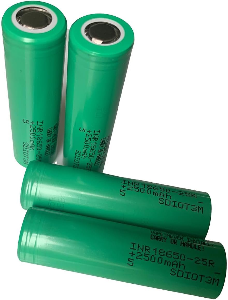 Samsung 25R 18650 2500mAh 20A flat top high drain lithium-ion cells 4-pack