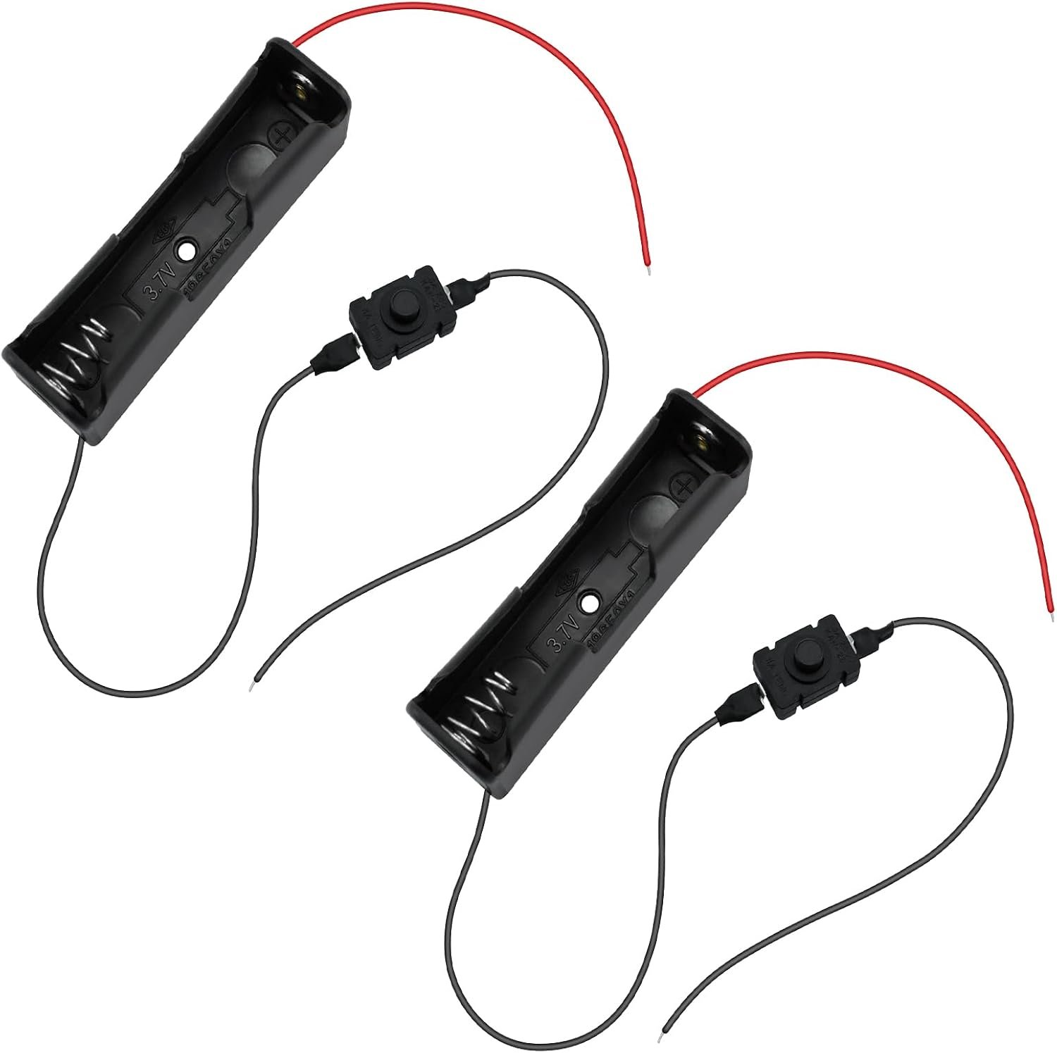 SDTC Tech single 18650 battery holder with wire leads and self-locking button switch