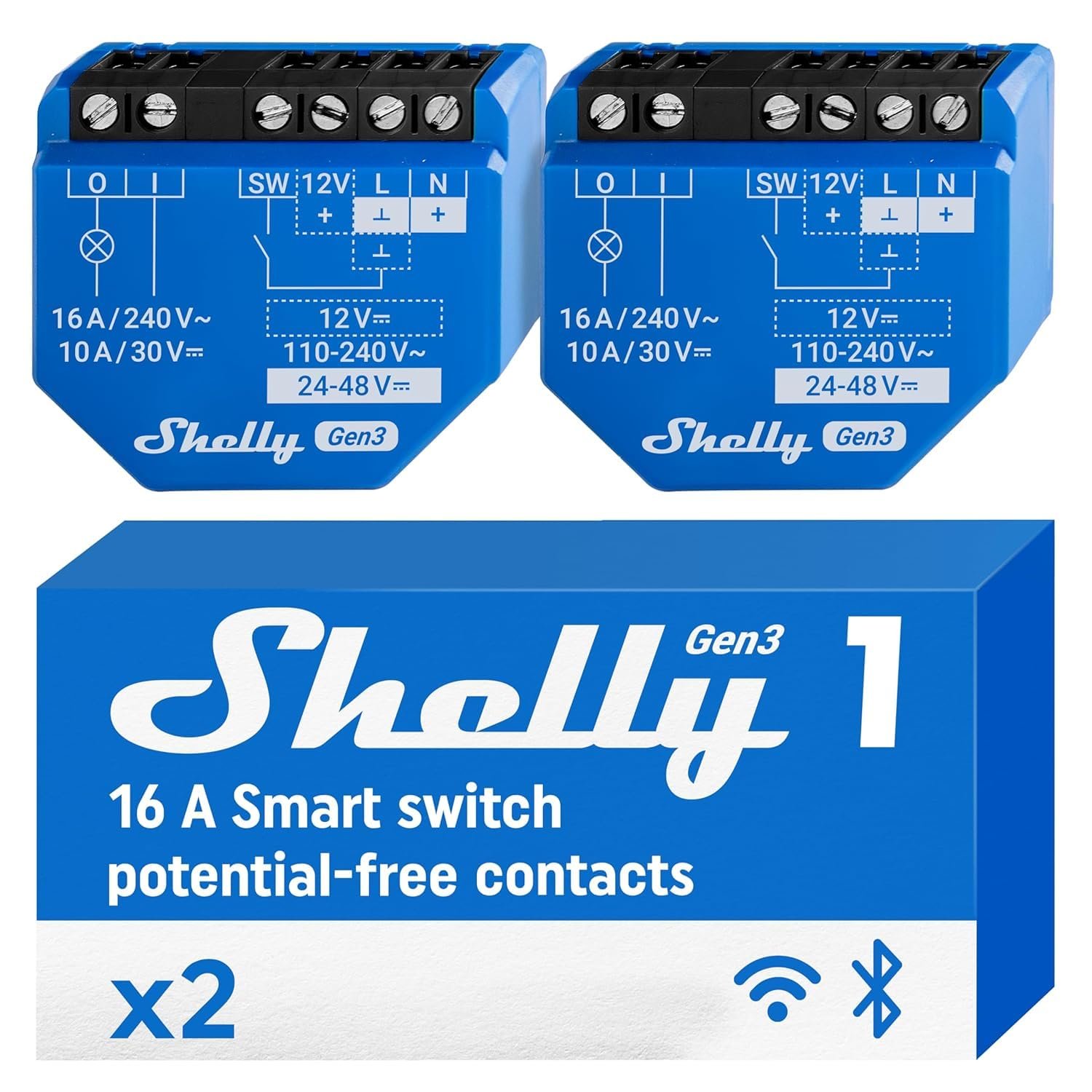 Shelly 1 Gen3 Matter Wi-Fi relay with dry contacts and 12V DC support for gate openers