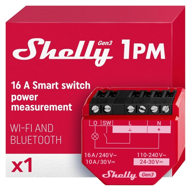 Shelly 1PM Gen3 Wi-Fi smart relay 2-pack