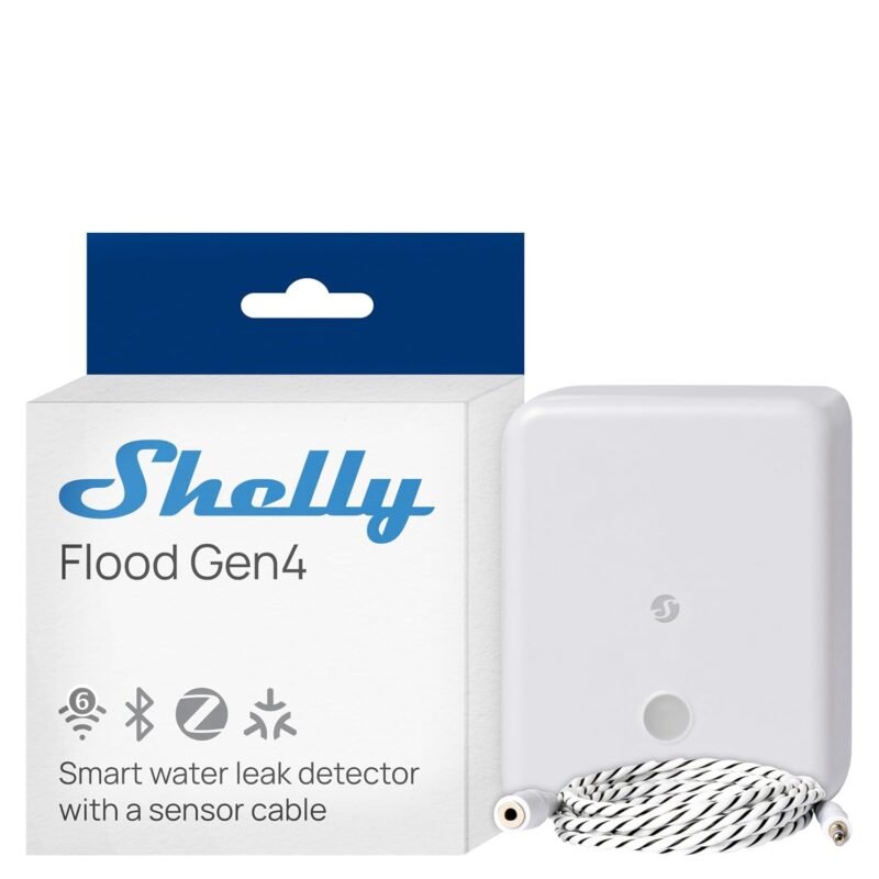 Shelly Gen4 smart flood sensor with Zigbee, Wi-Fi, Bluetooth and Matter