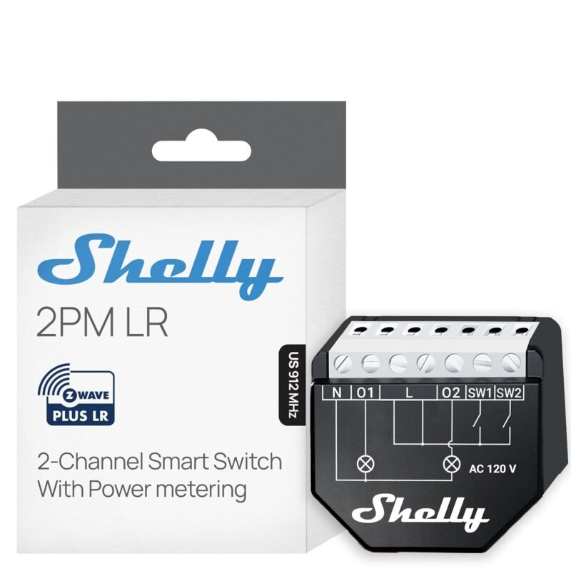 Shelly Wave 2PM US LR two-channel Z-Wave relay with power metering
